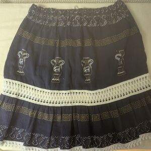 Charming Navy Skirt with White Detailing